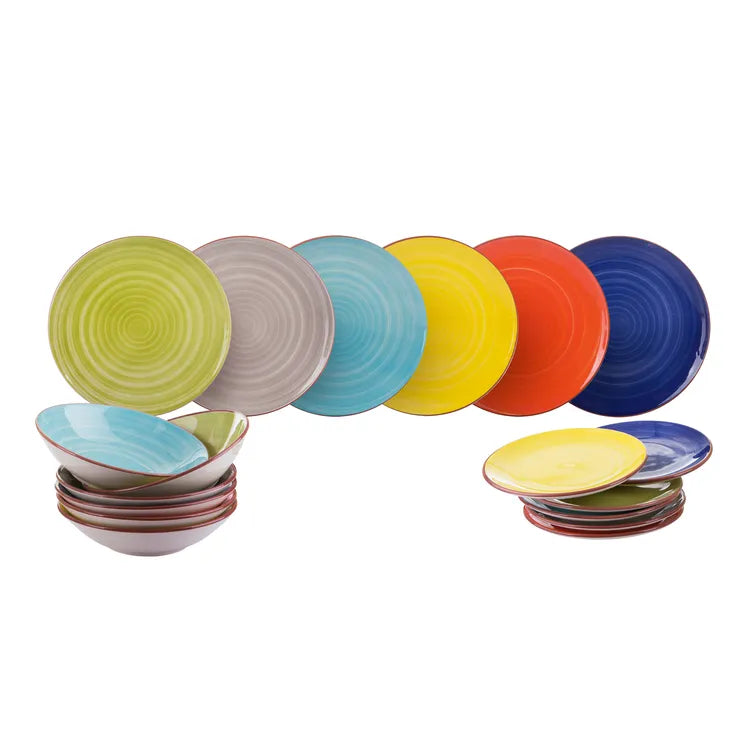 Servizio 18 piatti colorati CARIBE in stoneware by H&H
