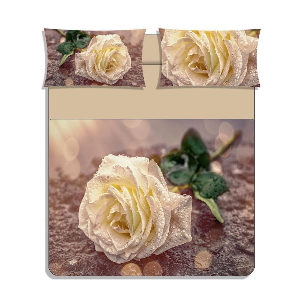 Parure Copripiumino matrimoniale WHITE ROSE by Karì