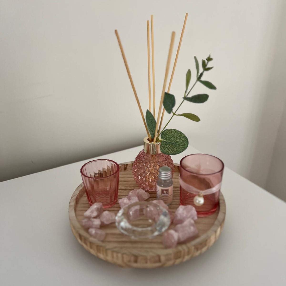 Kit Profumatore Ambiente AD Fragrance con Vassoio Decorativo – Rosa e Avorio