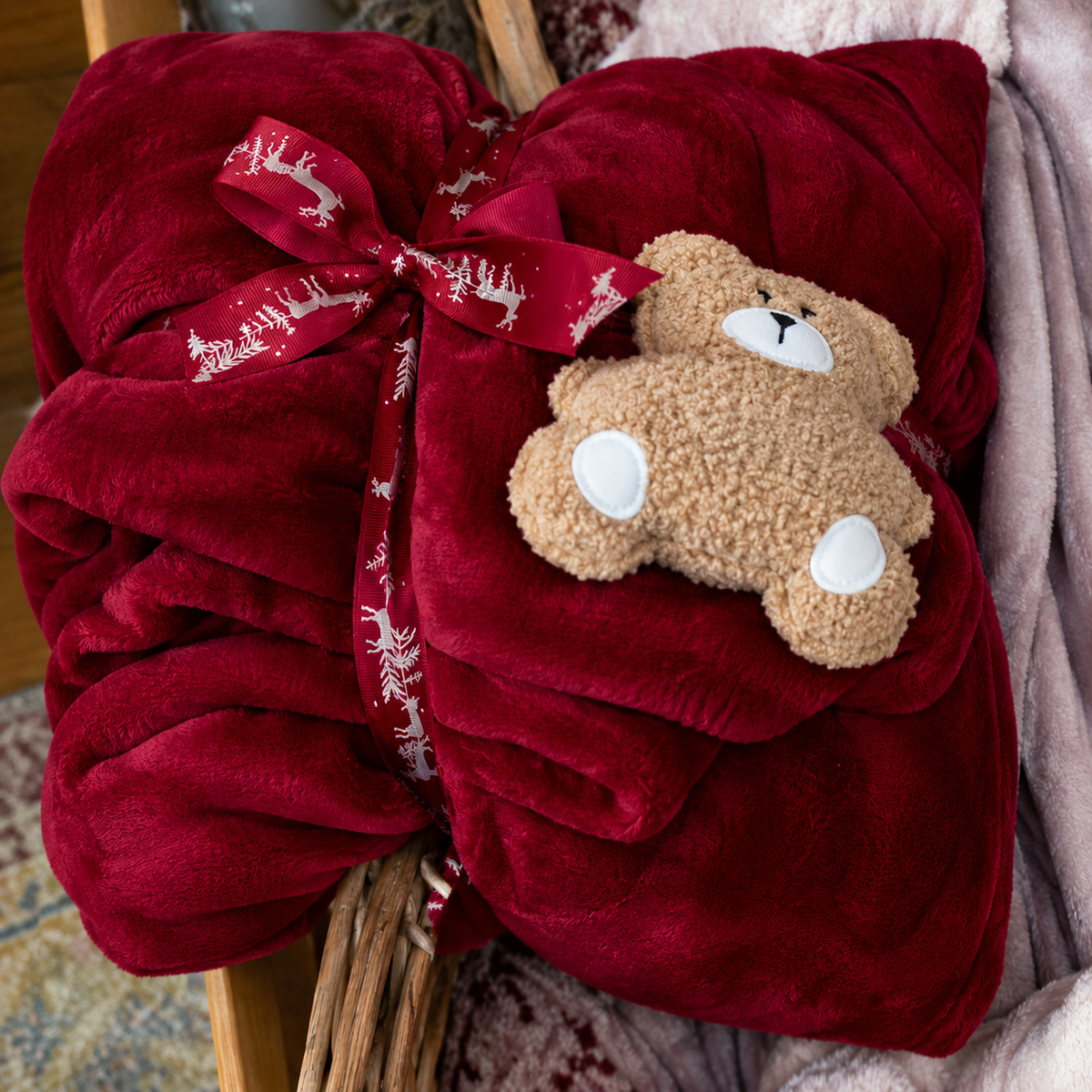 Plaid My Teddy in Flannel con Orsetto Applicato 155x205 cm - L'Atelier17