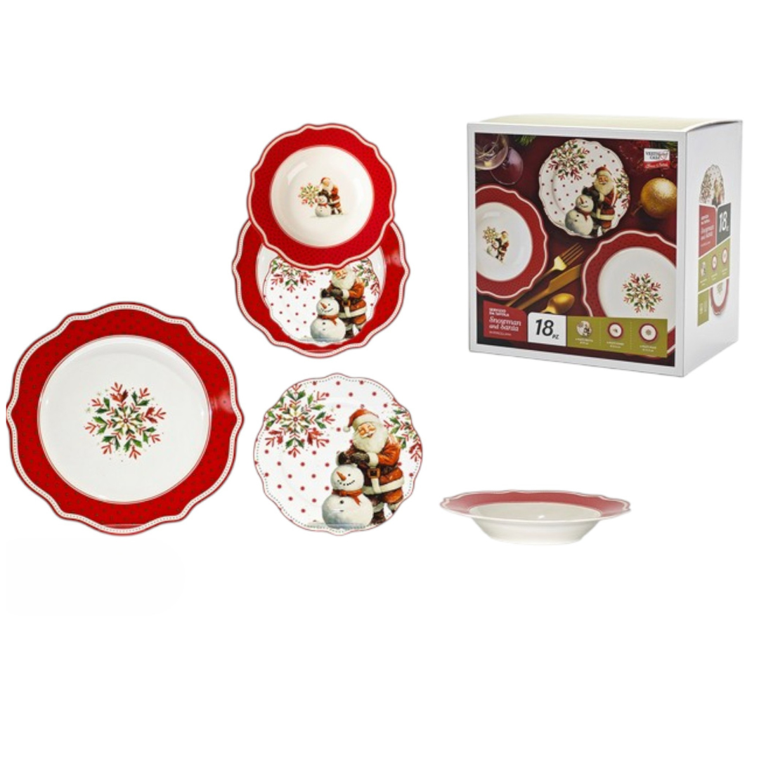 Servizio Piatti x6 Persone SNOWMAN AND SANTA - Gusto Casa