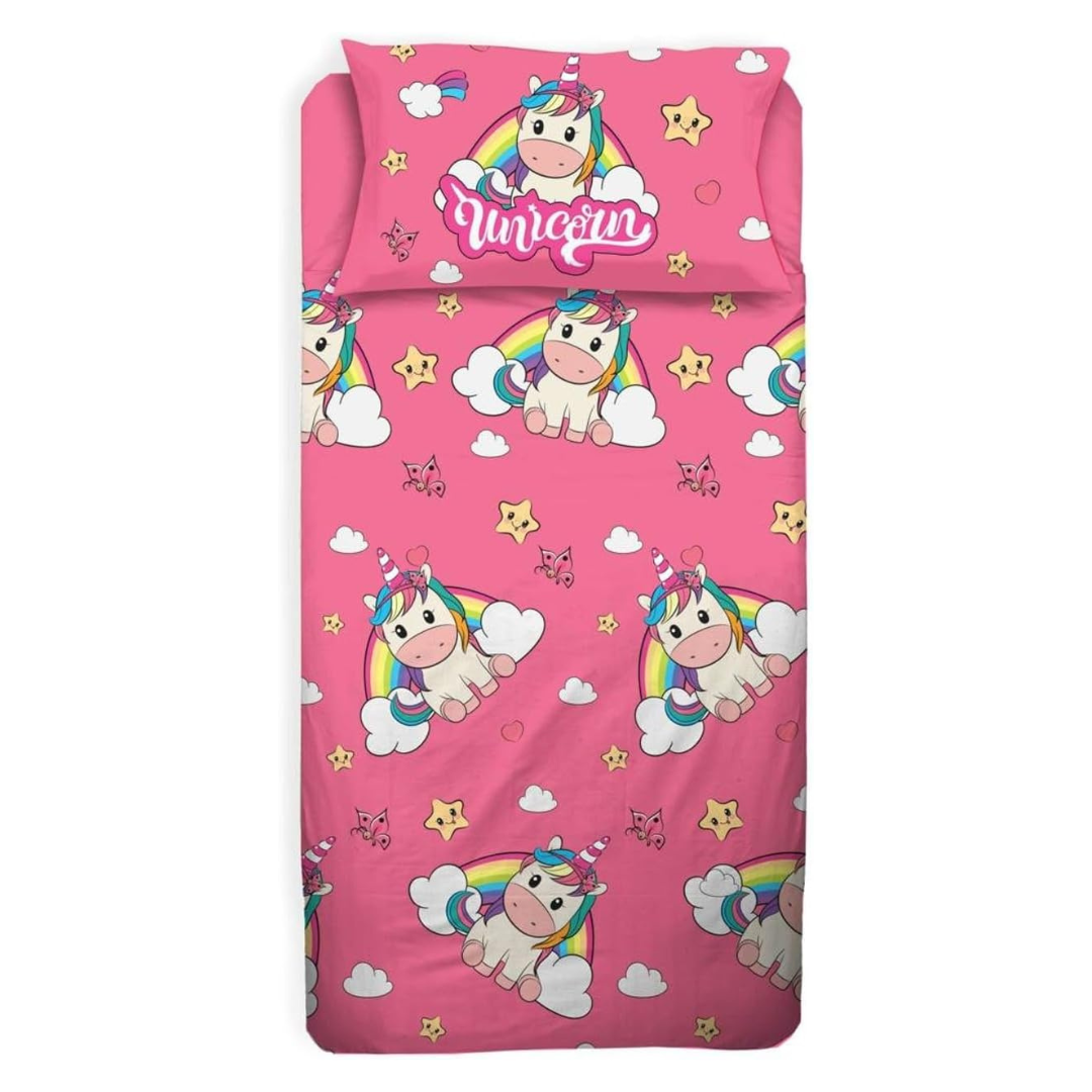 Completo Lenzuola Singolo Unicorn - 100% Cotone - Novia