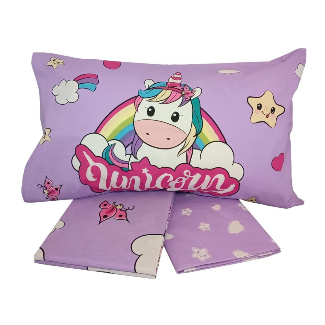 Completo Lenzuola Singolo Unicorn - 100% Cotone - Novia