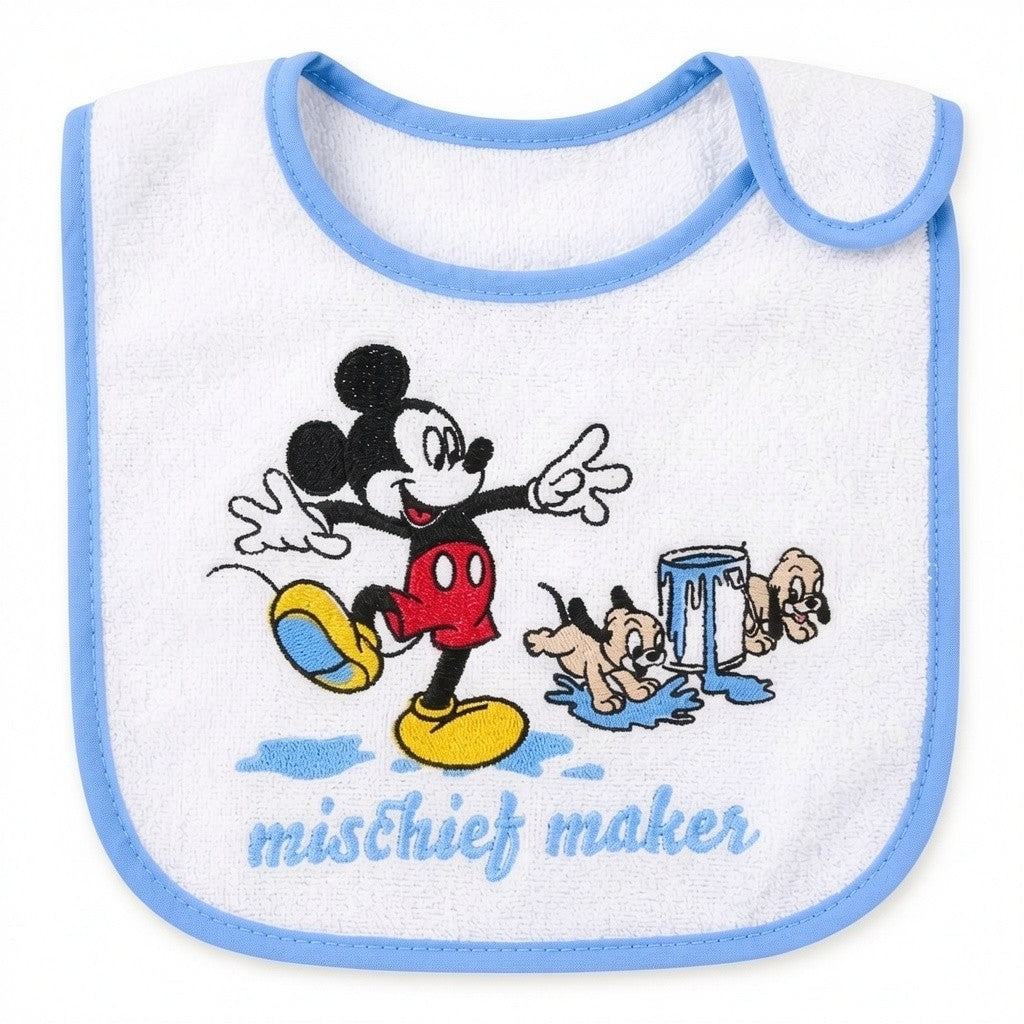 Set 6 Bavaglini Disney Mickey Mouse o Minnie Mouse Spugna Plastificata Impermeabile- Disney