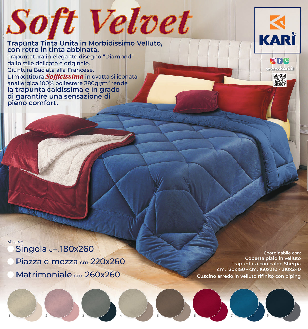 Trapunta Soft Velvet in velluto by karì