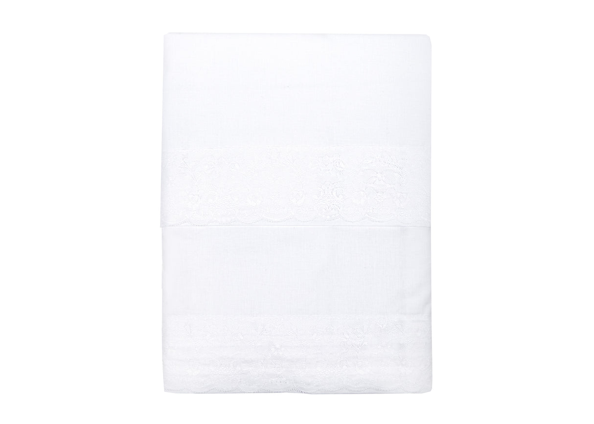 Completo Lenzuola Sophie in Cotone con Pizzo – Singolo, Piazza e Mezza, Matrimoniale | Atelier 17 Made in Italy