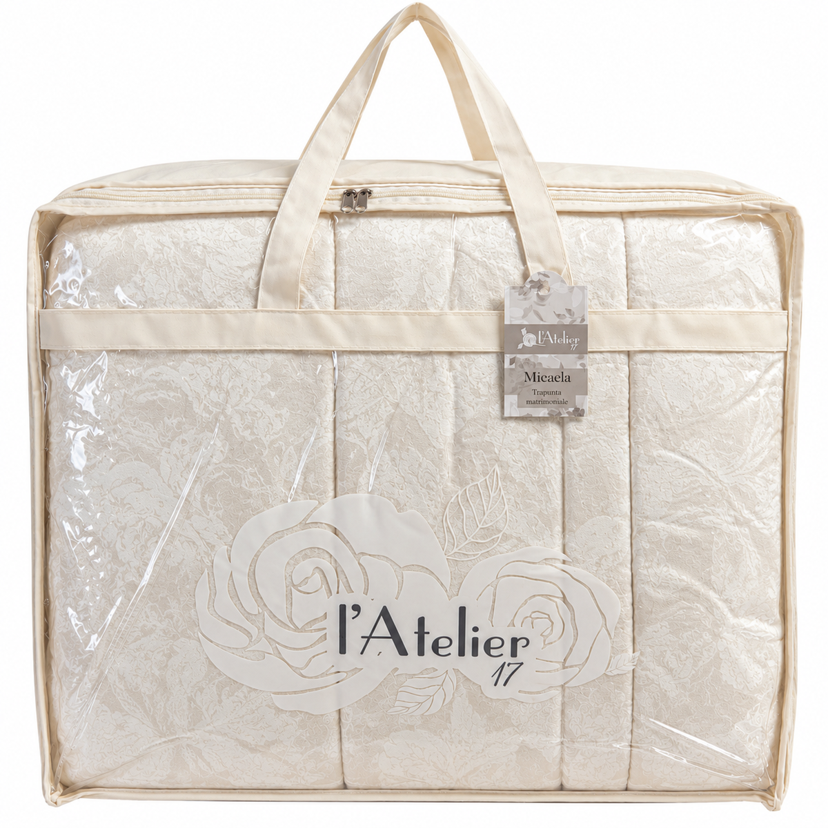 Trapunta Matrimoniale Micaela Effetto Velluto Jacquard con 2 Federe Coordinate - L'Atelier17