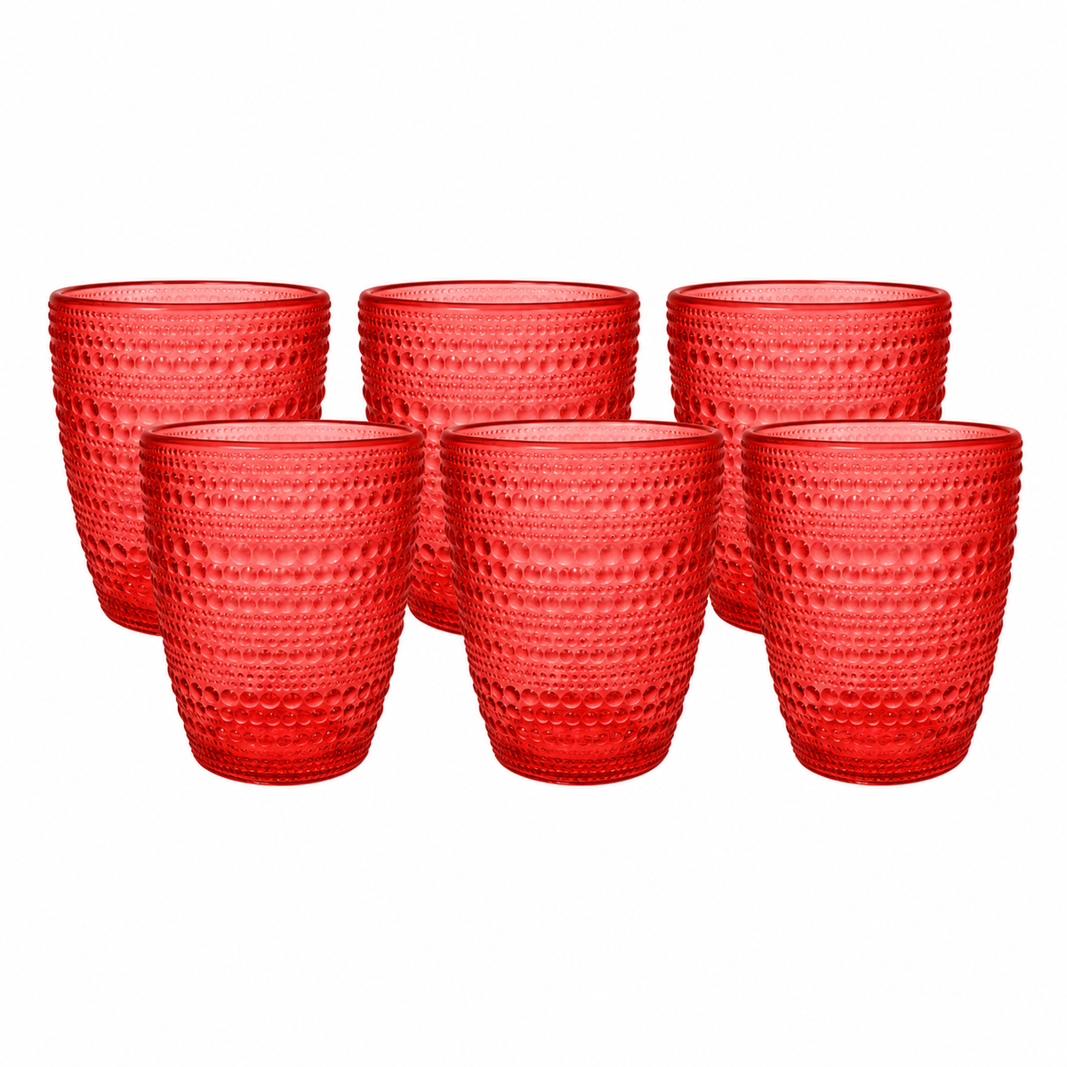 Set 6 Bicchieri Natalizi Christmas Essence in Vetro Rosso 280 ml - Arca