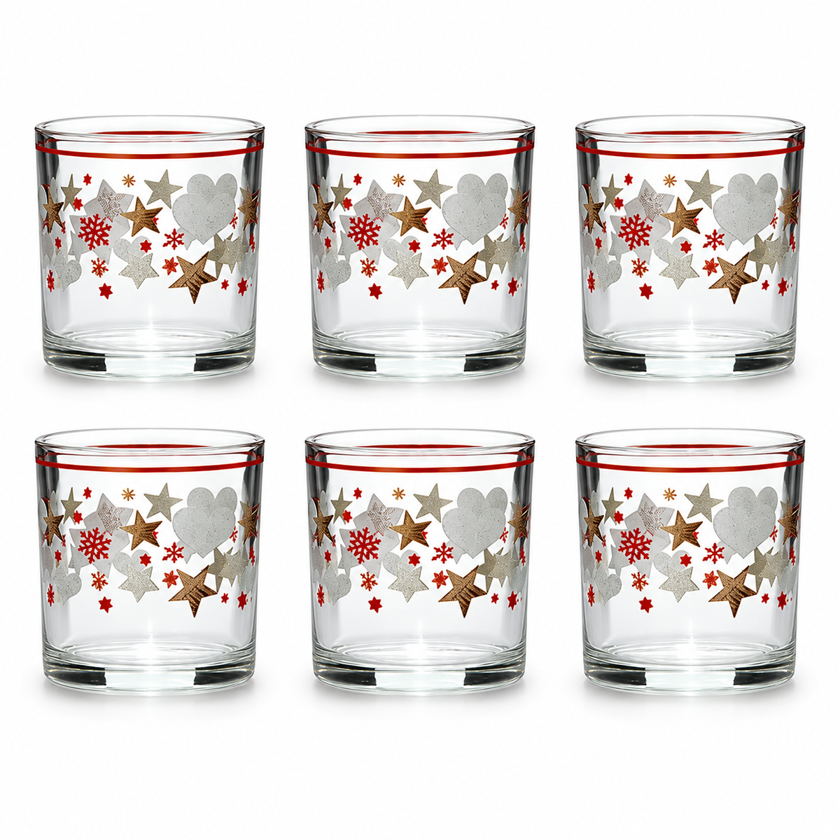 Set 6 Bicchieri Natalizi Alighieri Vintage in Vetro 250 ml - Gusto Casa