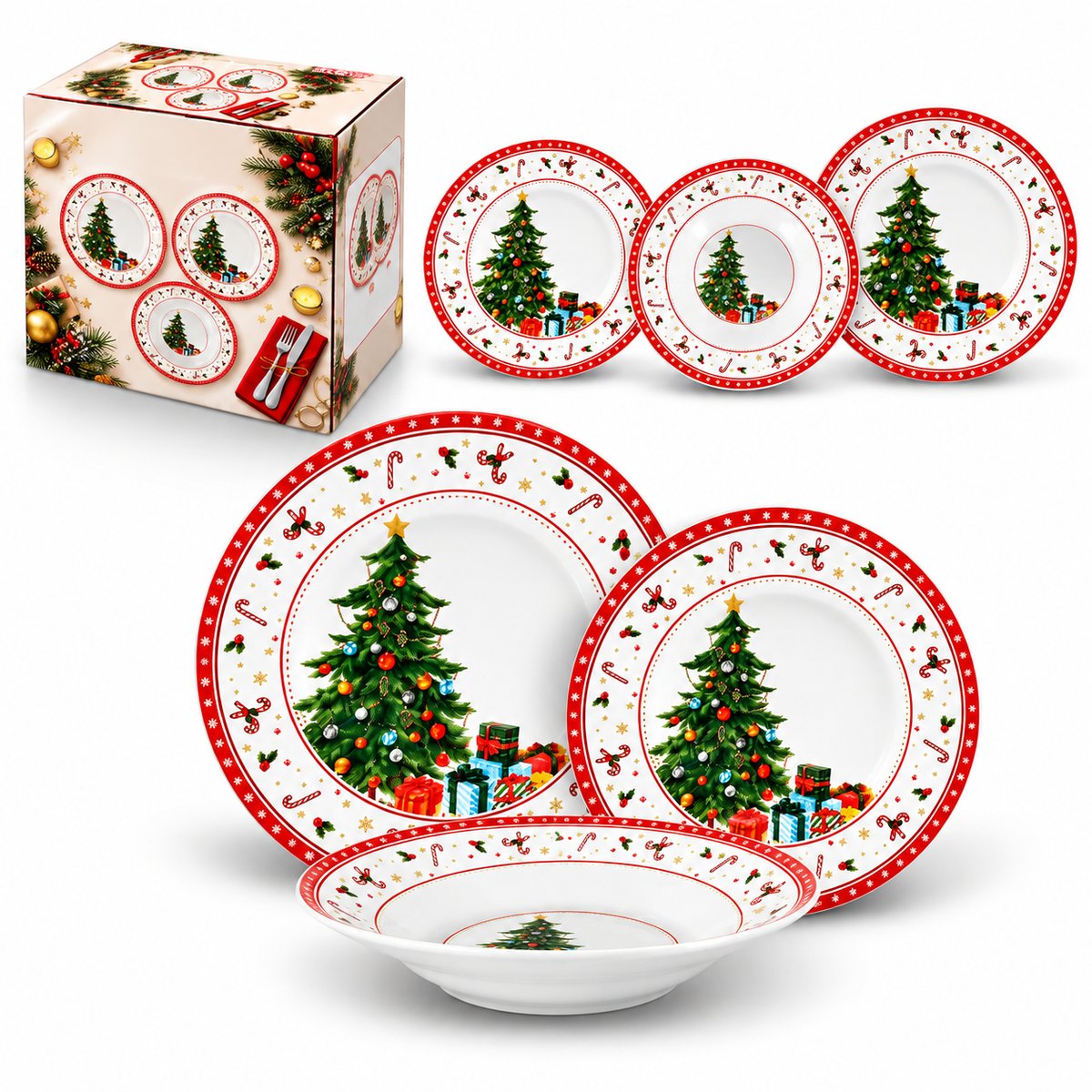 Servizio Piatti Natalizio 18pz Christmas Joy - Arca