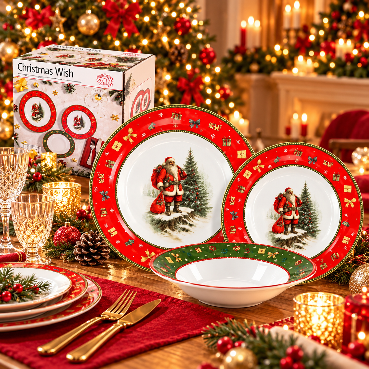 Servizio Piatti Natalizio 18pz Christmas Wish - Arca