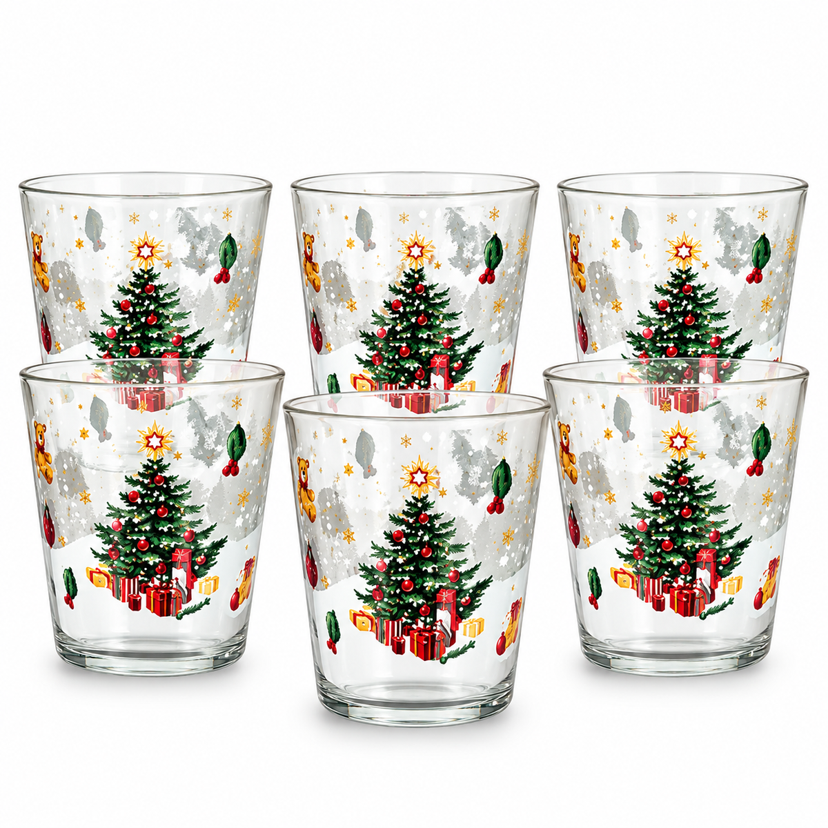 Set 6 Bicchieri Natalizi Christmas Tree in Vetro 300 ml - Arca