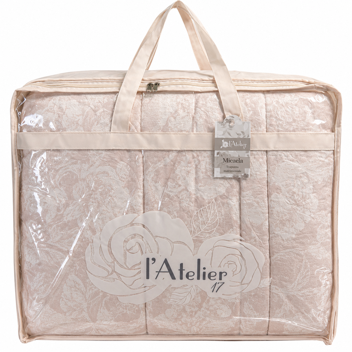 Trapunta Matrimoniale Micaela Effetto Velluto Jacquard con 2 Federe Coordinate - L'Atelier17