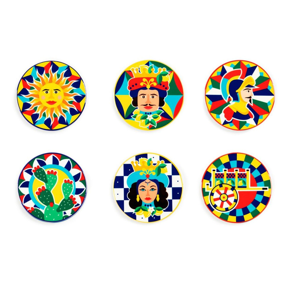 SOTTOBICCHIERI, 6 PEZZI, CERAMICA, STILE SICILIANO SICILIAN RHAPSODY by Excelsa