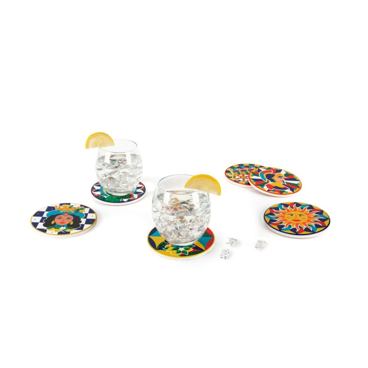 SOTTOBICCHIERI, 6 PEZZI, CERAMICA, STILE SICILIANO SICILIAN RHAPSODY by Excelsa