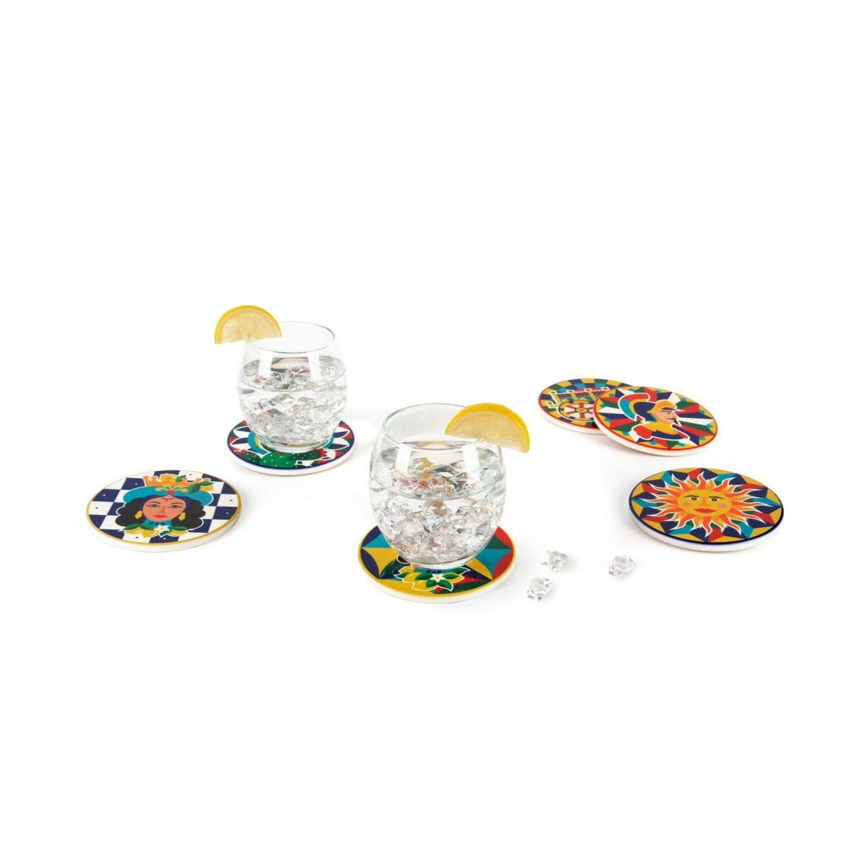 SOTTOBICCHIERI, 6 PEZZI, CERAMICA, STILE SICILIANO SICILIAN RHAPSODY by Excelsa