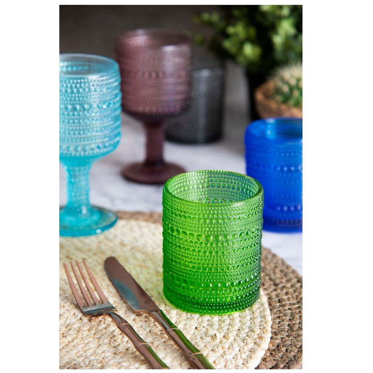 CALICI, 6 PEZZI, MULTICOLORE, VETRO COLORATO IN PASTA,AURORA By Excelsa