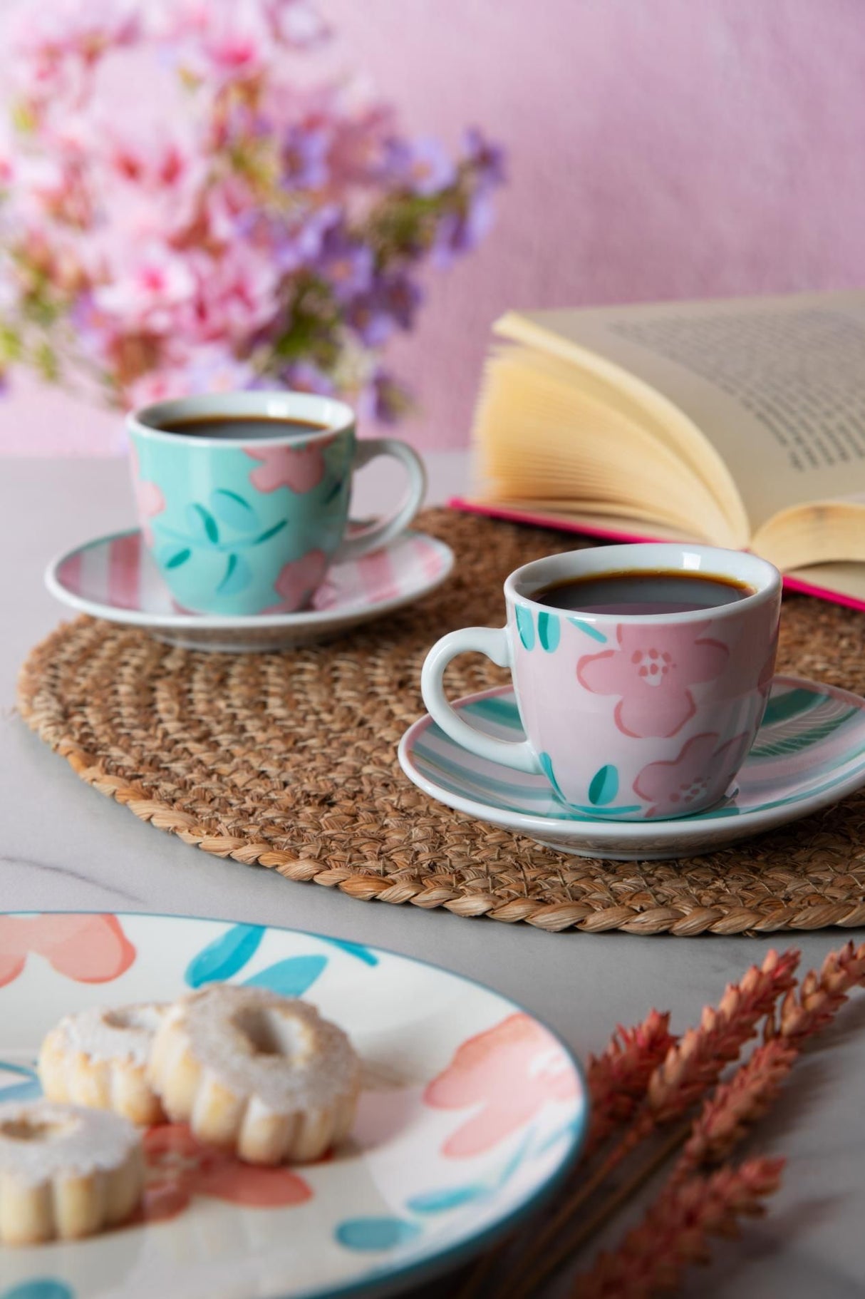 Set 6 Tazzine Caffè Primula Excélsa con Piattino in Porcellana 90 ml