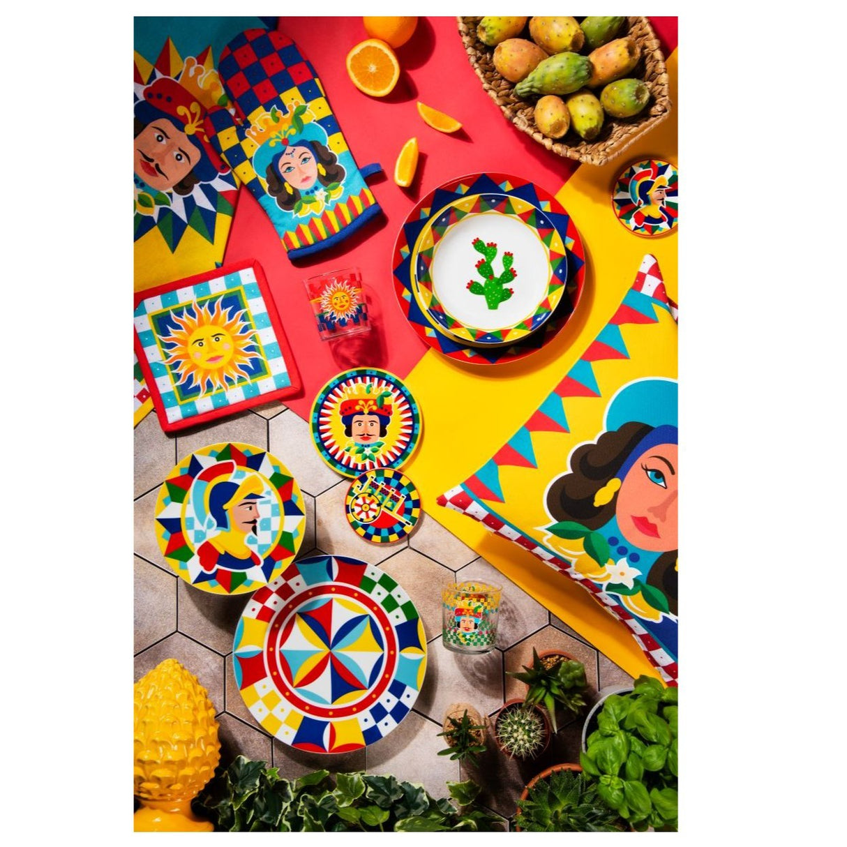 SOTTOBICCHIERI, 6 PEZZI, CERAMICA, STILE SICILIANO SICILIAN RHAPSODY by Excelsa