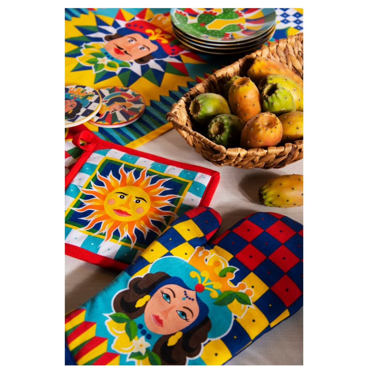 SOTTOBICCHIERI, 6 PEZZI, CERAMICA, STILE SICILIANO SICILIAN RHAPSODY by Excelsa