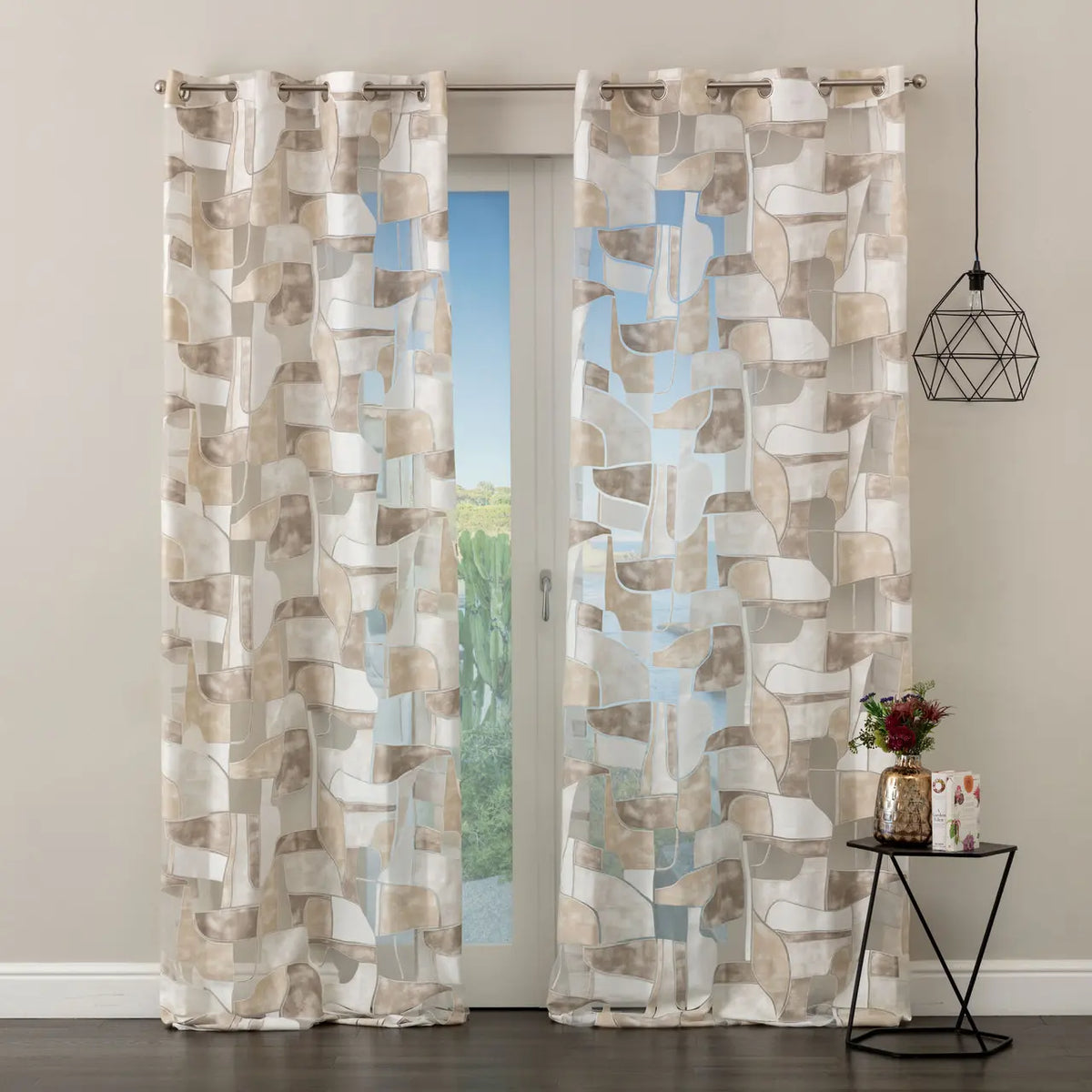 Pannello Tenda Devoreh Nagoya con Borchie e Finitura con Piombo 140x280cm - Linea Oro
