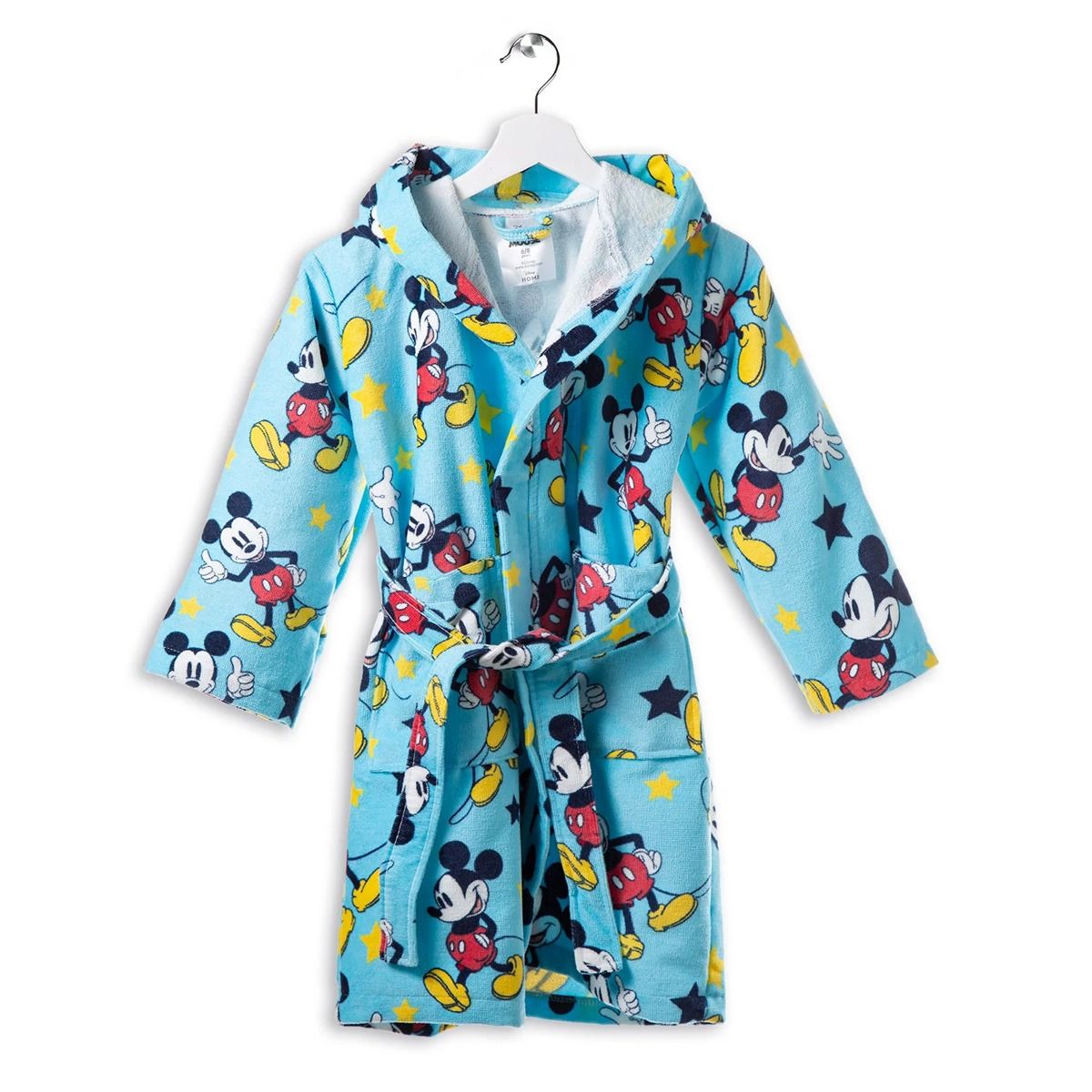Accappatoio Con Cappuccio In Cotone Mickey Star 2 a 10 Anni Disney - Caleffi