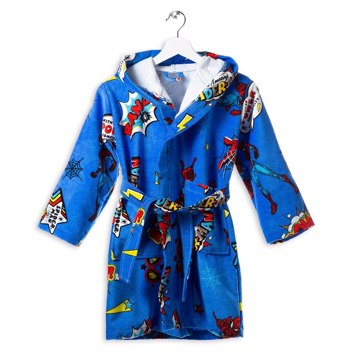 Accappatoio Con Cappuccio In Cotone Spider-Man Power 2 a 10 Anni Disney - Caleffi