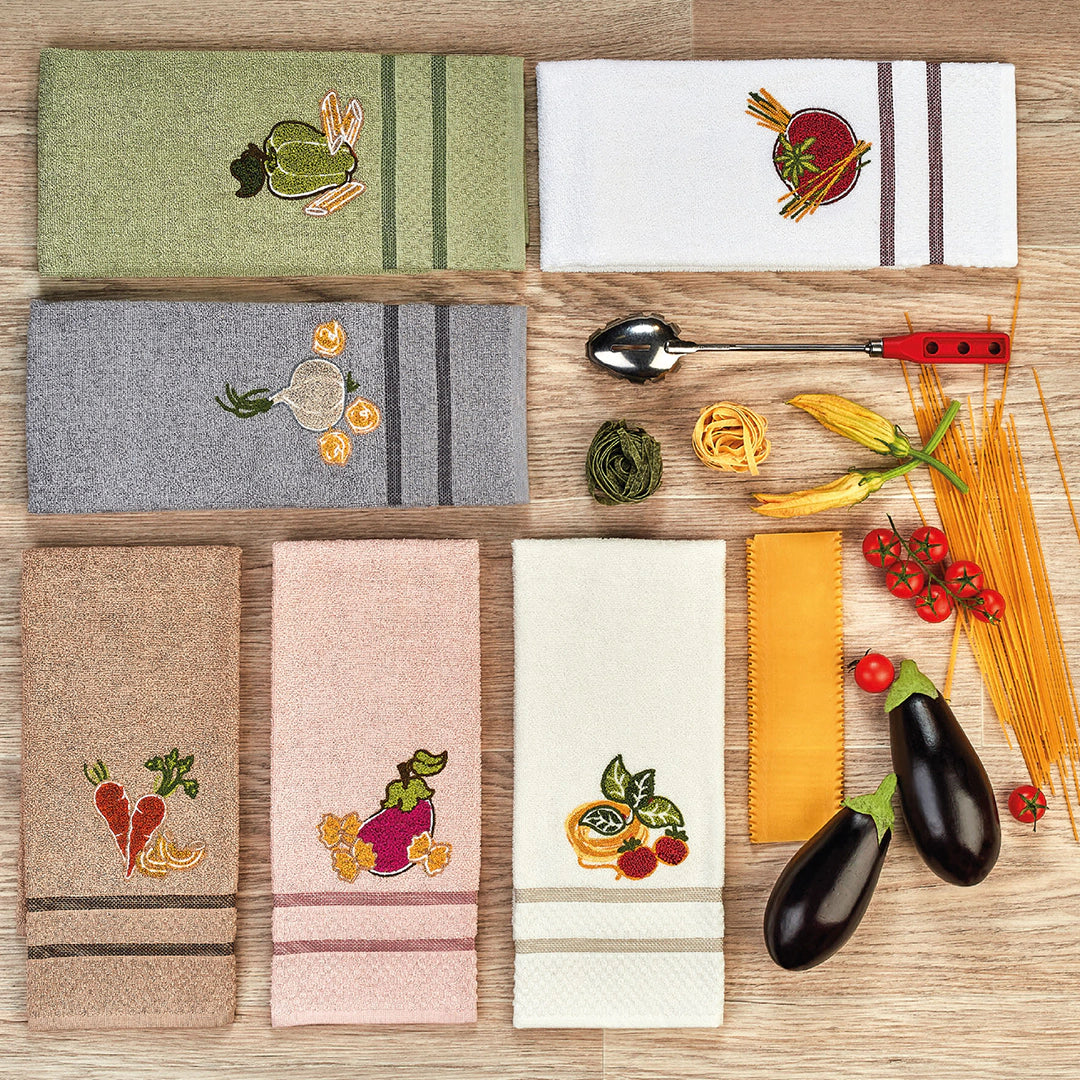 Tris Strofinacci RICAMATI ALBA By Vingi