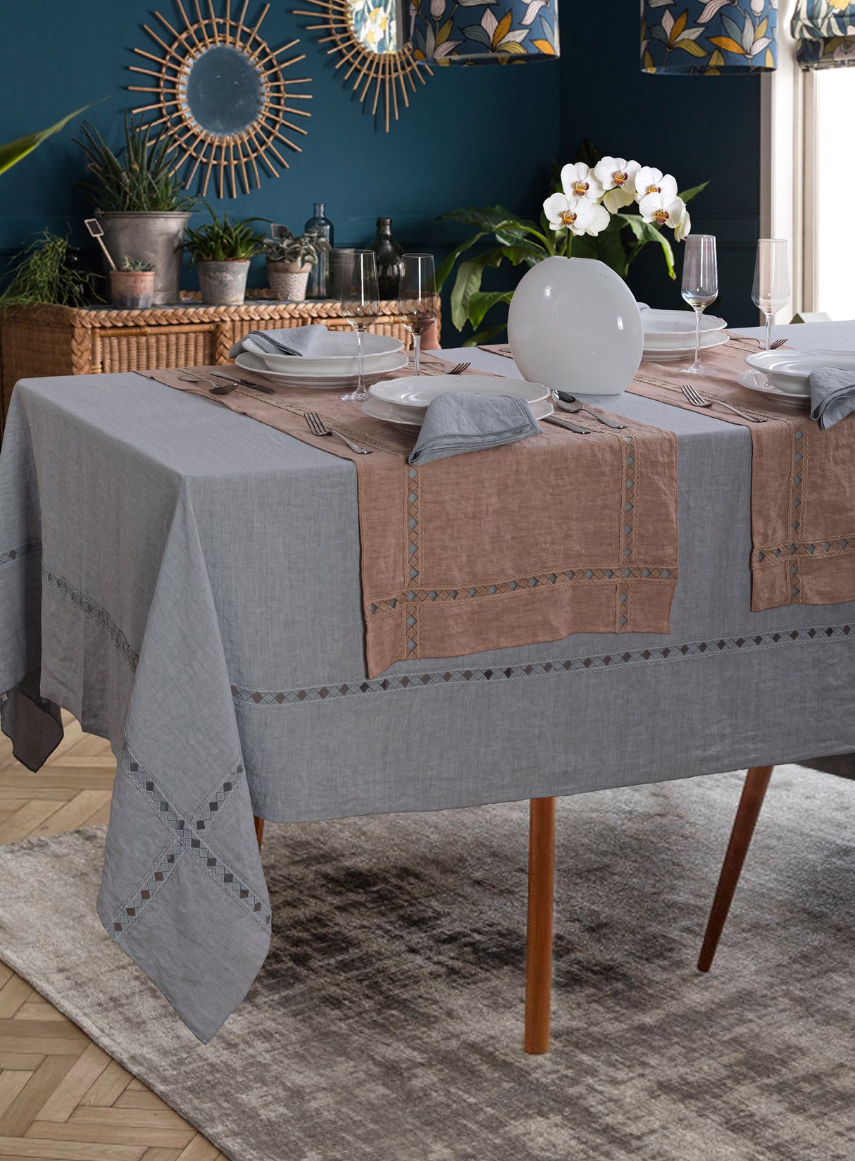 Servizio da tavola SAMANTHA x12 persone in lino by Serendipity