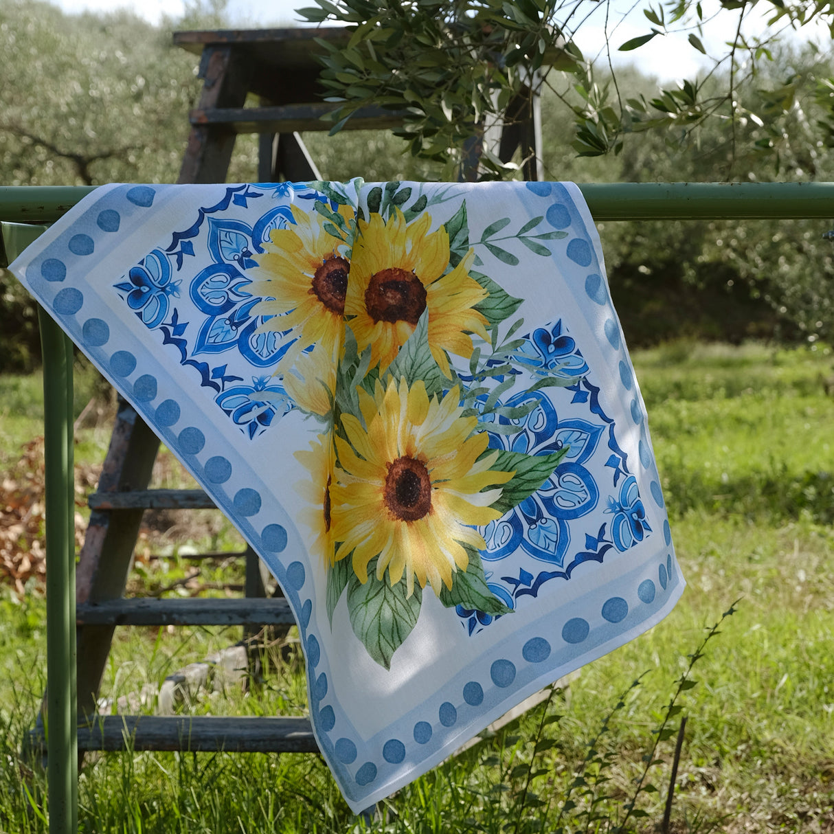 Strofinaccio Sole e Azzurro Petracchi 50x70 cm in Cotone Made in Italy Asciughino Cucina