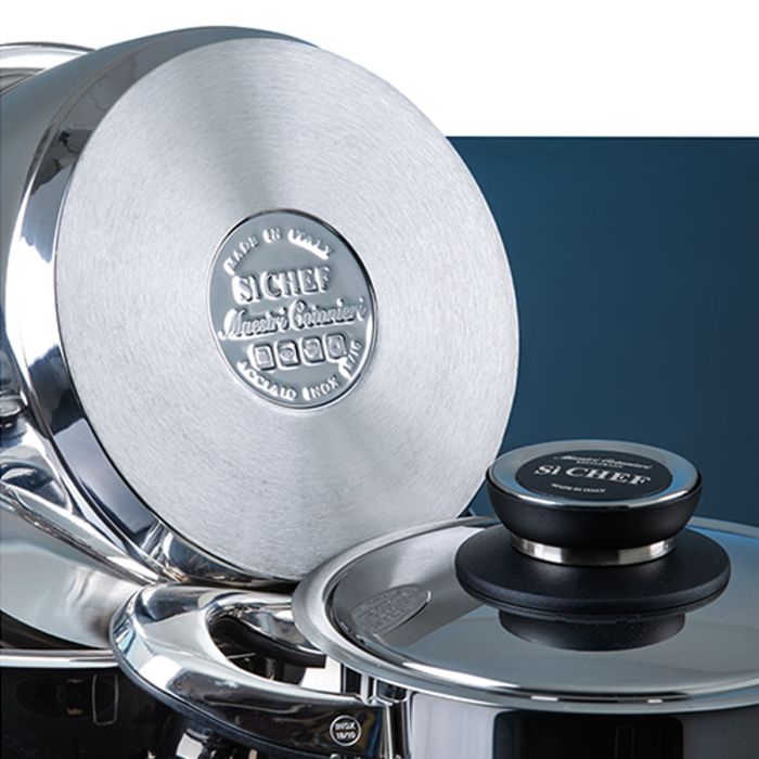 Batteria di Pentole da 22 Pezzi Sì Chef Linea Prestige in Acciaio Inox 18/10 Maestri Cotonieri Restaurant