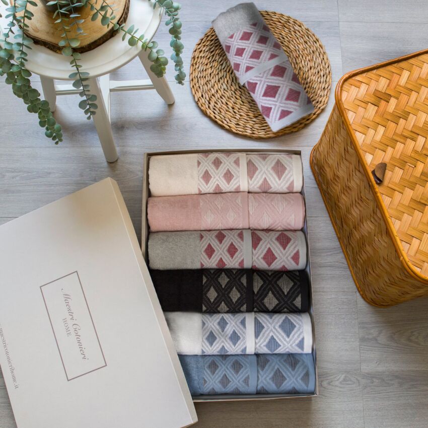 Set Asciugamani 6+6 ROMBI By Maestri Cotonieri