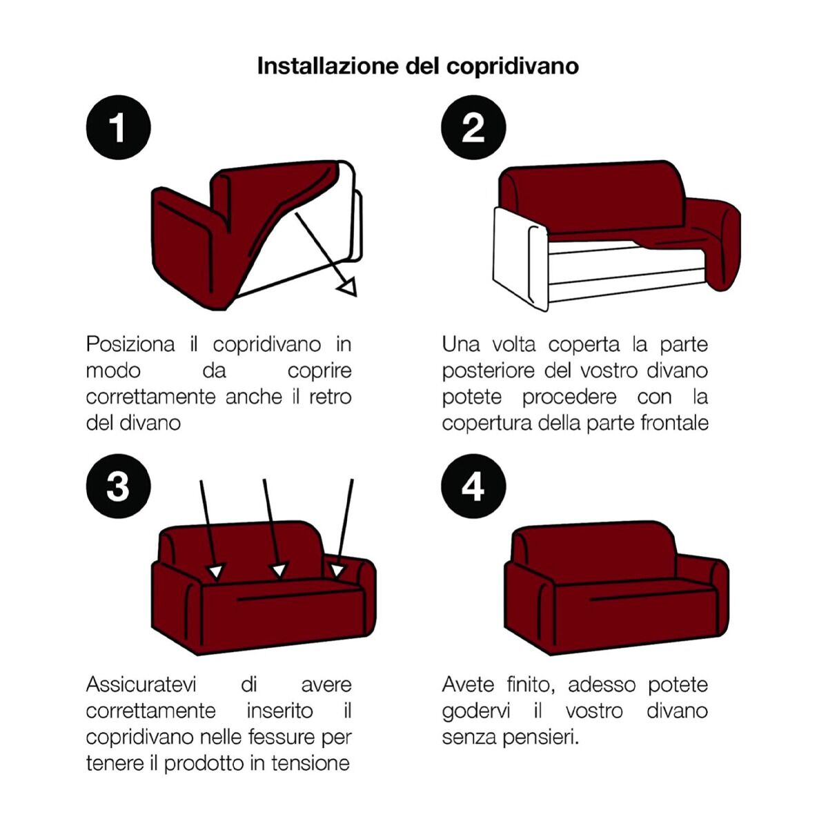 Copridivano Bielastico Antimacchia Tinta Unita Genius XL 4 Posti da 260 a 300 cm - Biancaluna