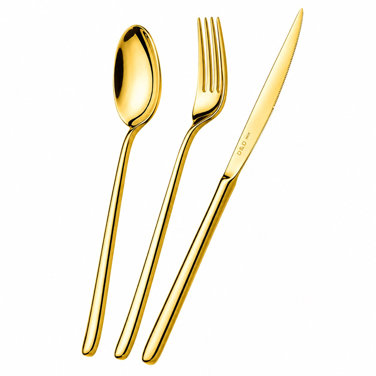 Set 24 Posate Chery Oro Acciaio Inox 18/10 PVD Lucido in Scatola Vetrina - Domus&Design