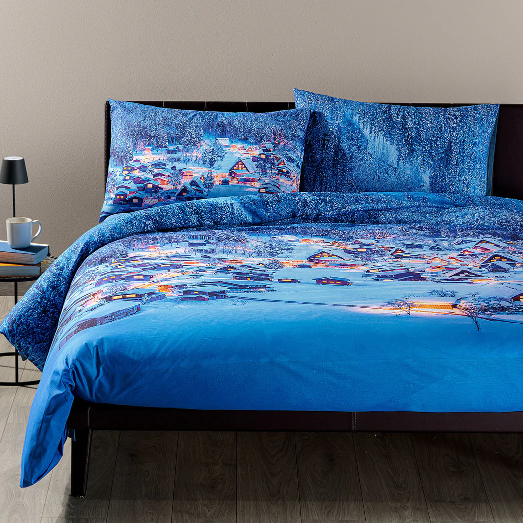 Completo Copripiumino Winter Mountain Sogni di Viaggio Caleffi – Matrimoniale Cotone