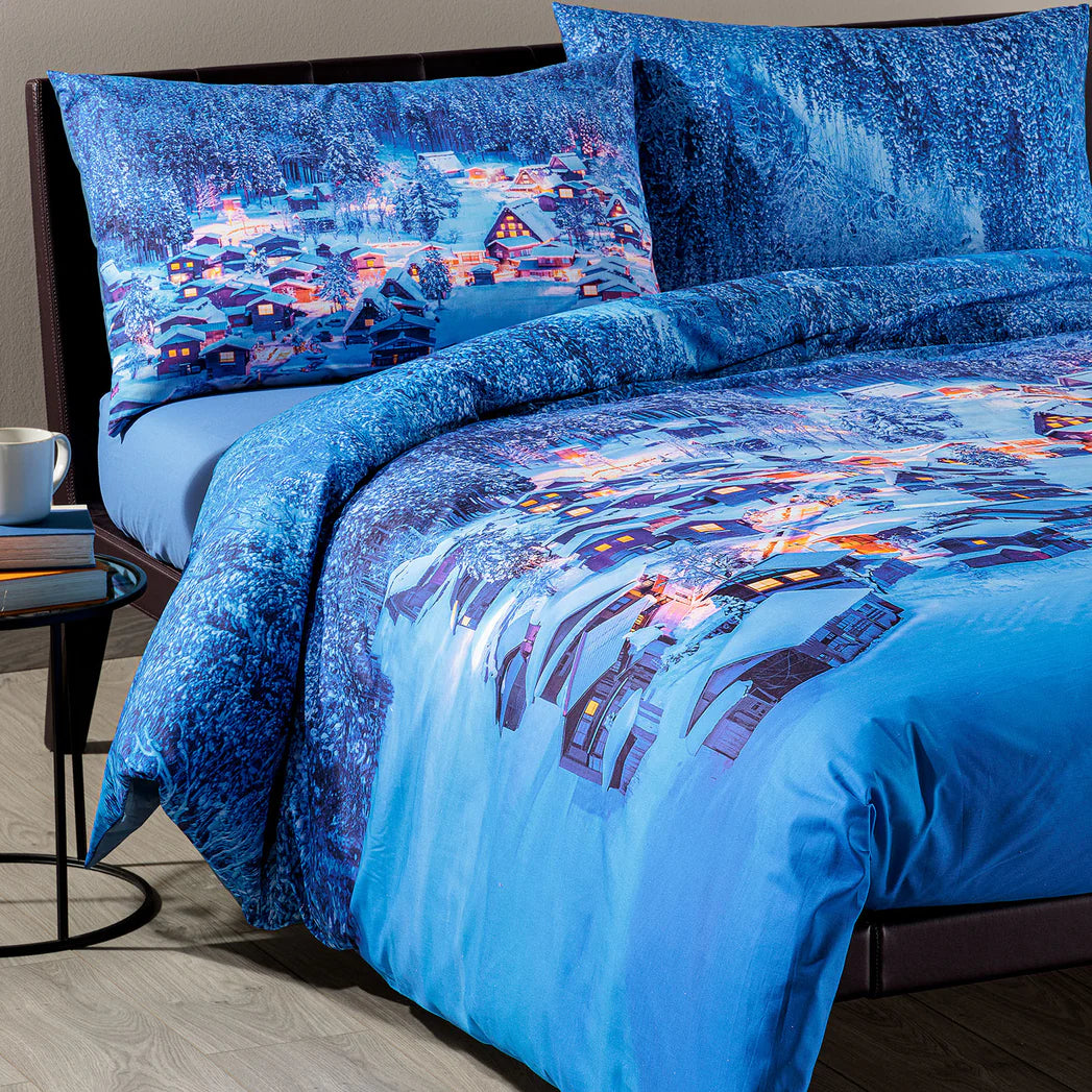 Completo Copripiumino Winter Mountain Sogni di Viaggio Caleffi – Matrimoniale Cotone