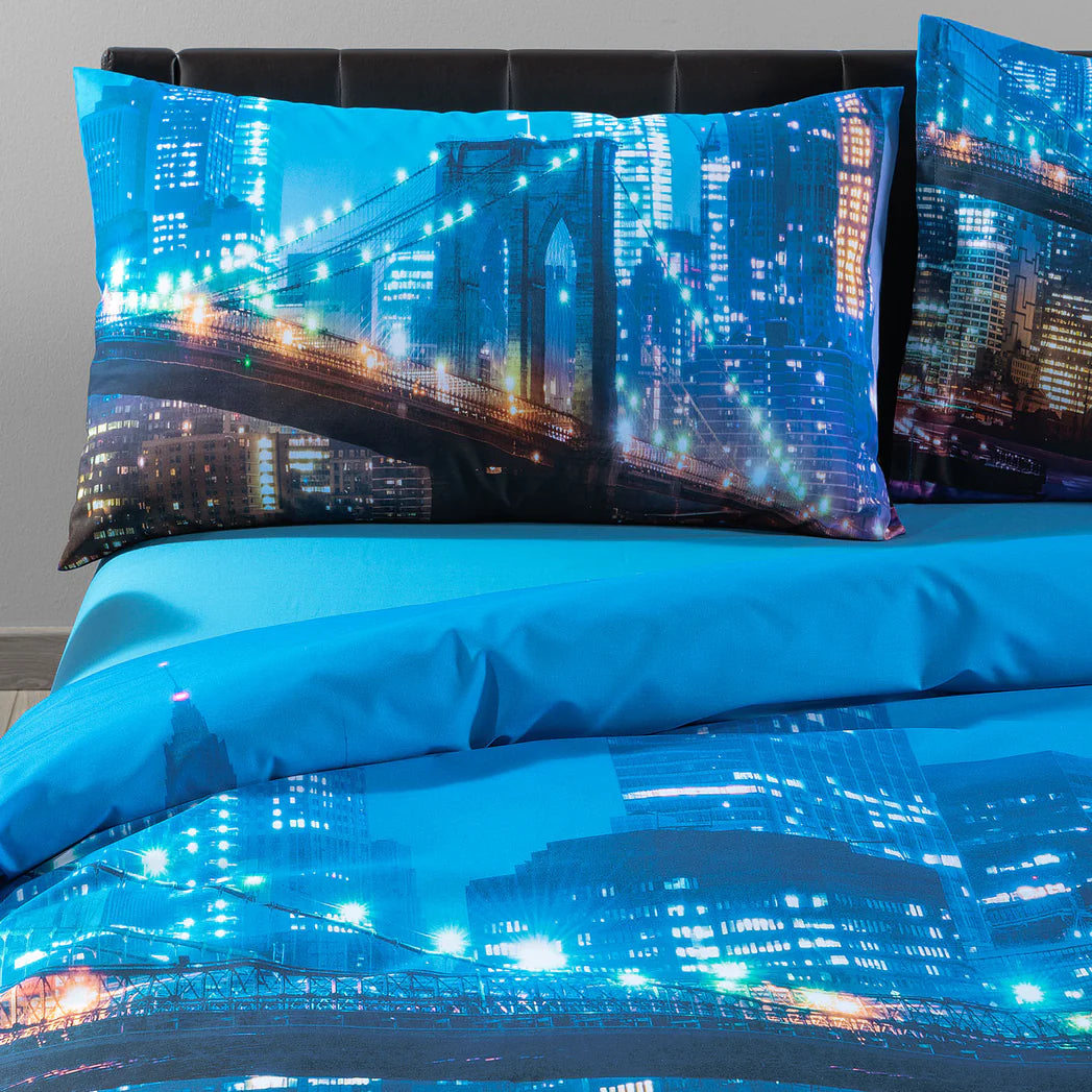 Completo Copripiumino Brooklyn Sogni di Viaggio Caleffi – Matrimoniale Cotone