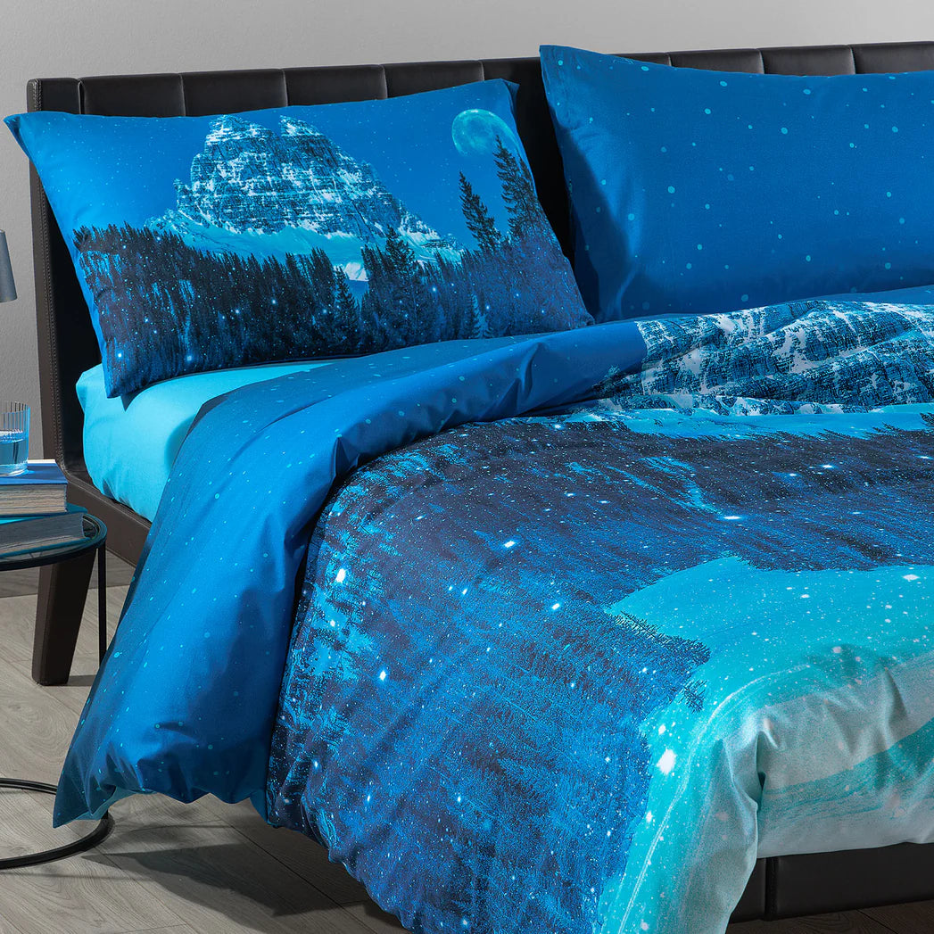Completo Copripiumino Snow In The Blue Night Sogni di Viaggio Caleffi – Matrimoniale Cotone