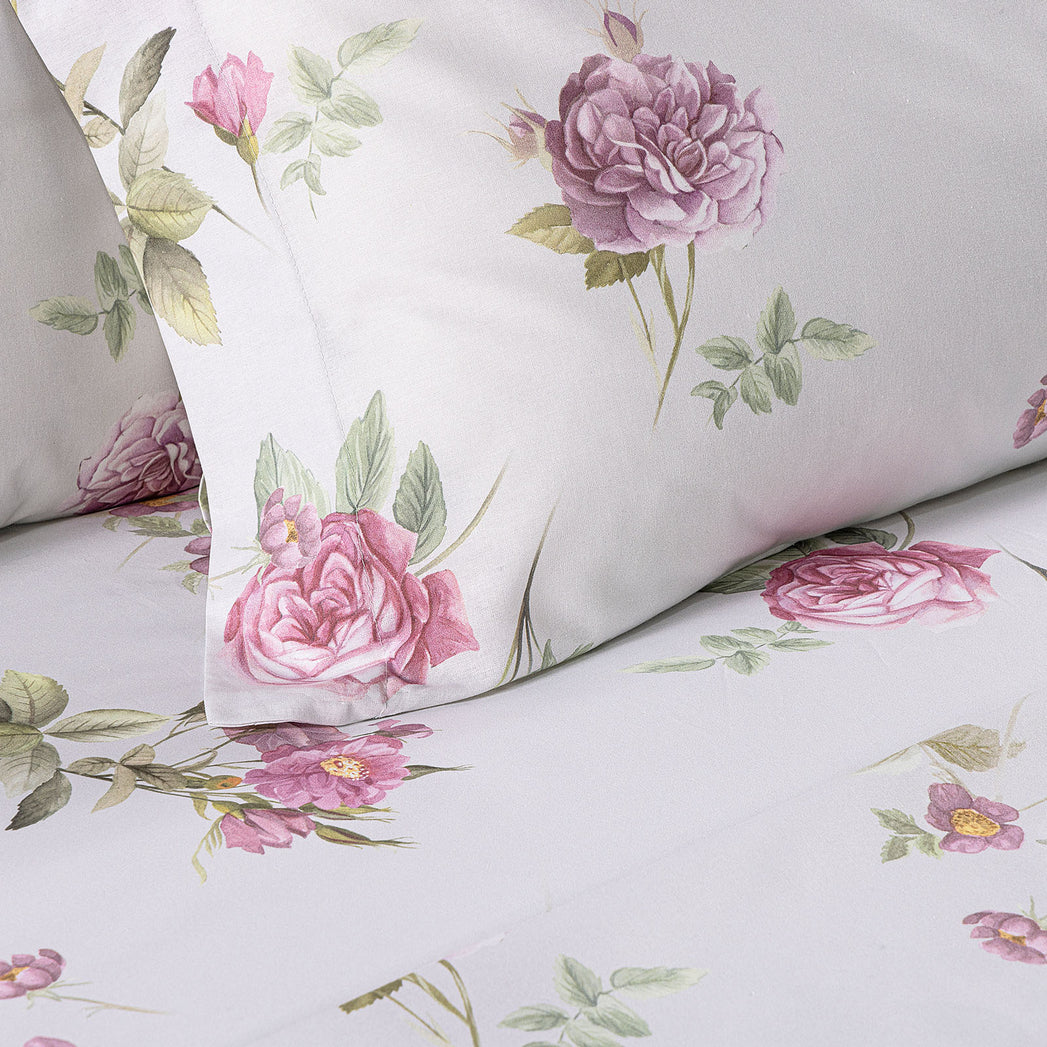 Completo Lenzuola In Cotone Giardino Romantico Matrimoniale - Caleffi