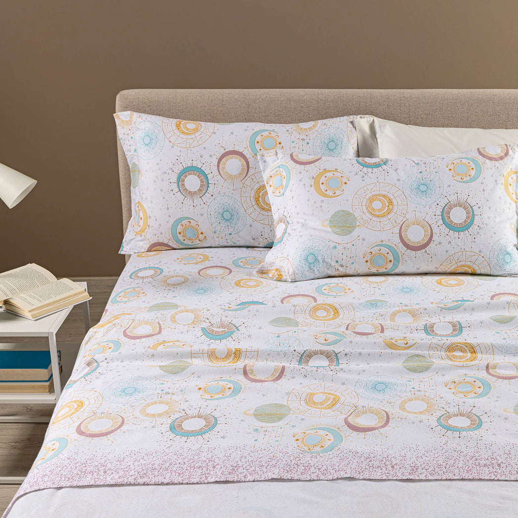 Completo Lenzuola Luna in Flanella Matrimoniale – Caleffi