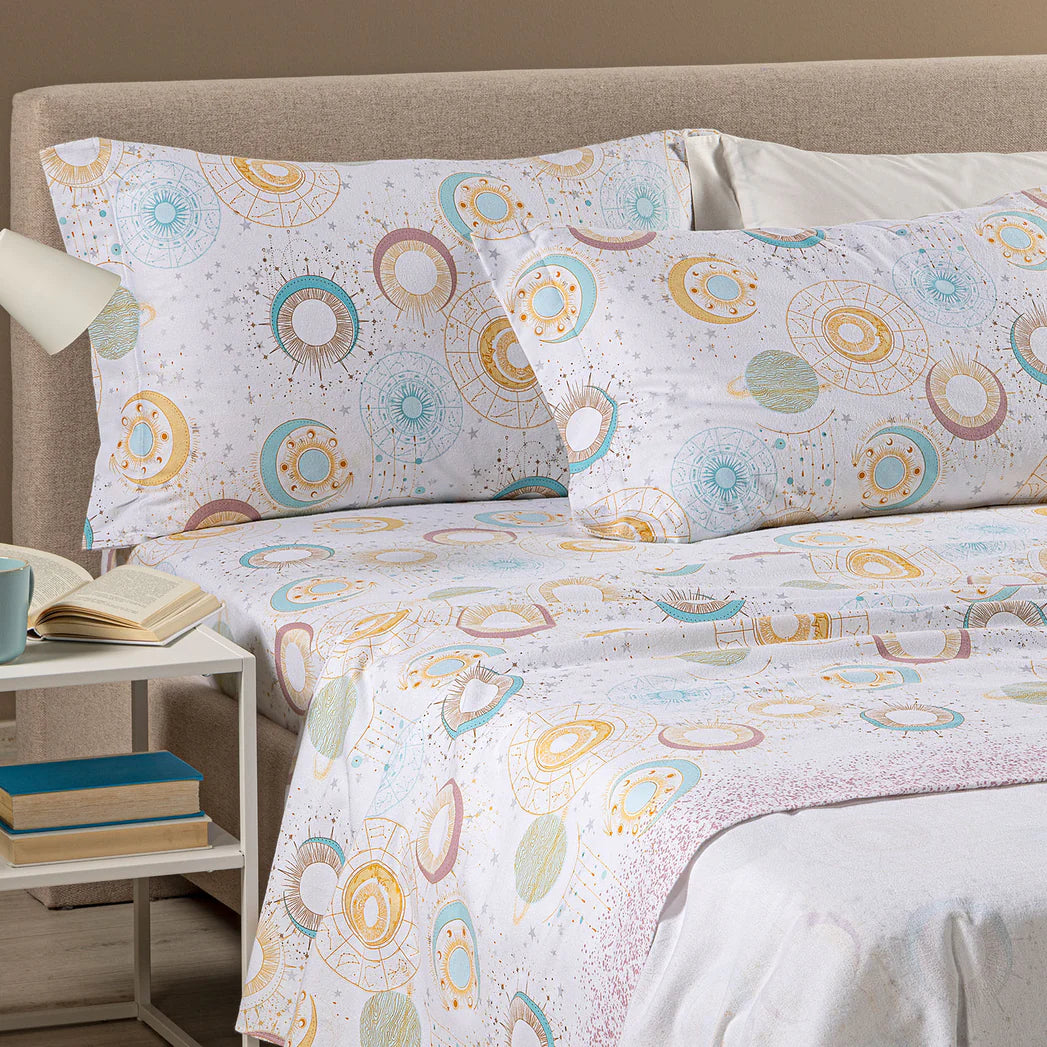 Completo Lenzuola Luna in Flanella Matrimoniale – Caleffi