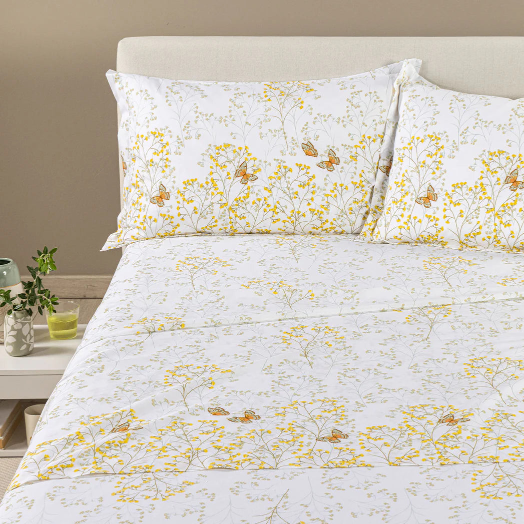 Completo Lenzuola In Cotone Myosotis Matrimoniale - Caleffi