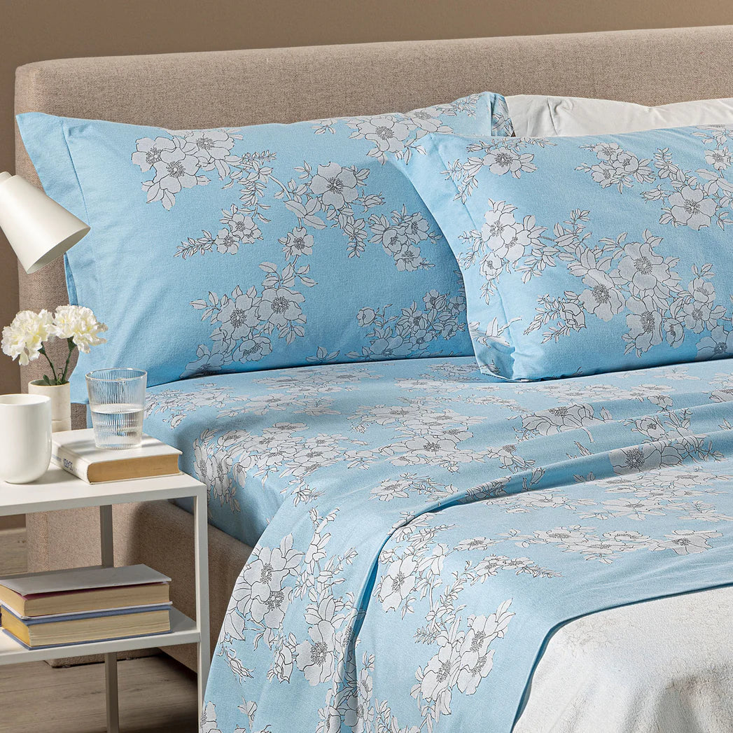 Completo Lenzuola SERENITY in Flanella Matrimoniale – Caleffi