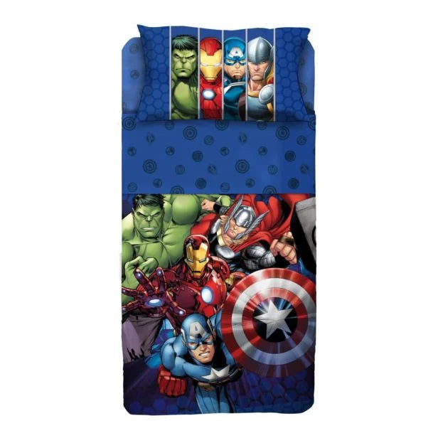 Completo Lenzuola Copriletto Avengers Singolo - Marvel