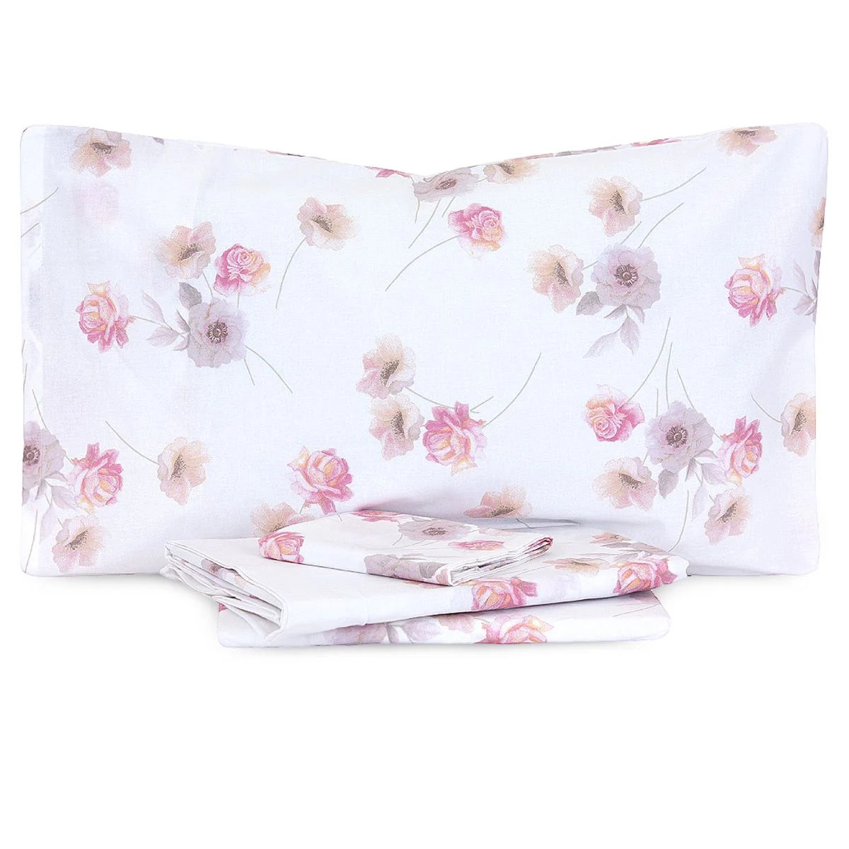 Completo Lenzuola Flores Caleffi matrimoniale – Floreale in 100% Cotone,