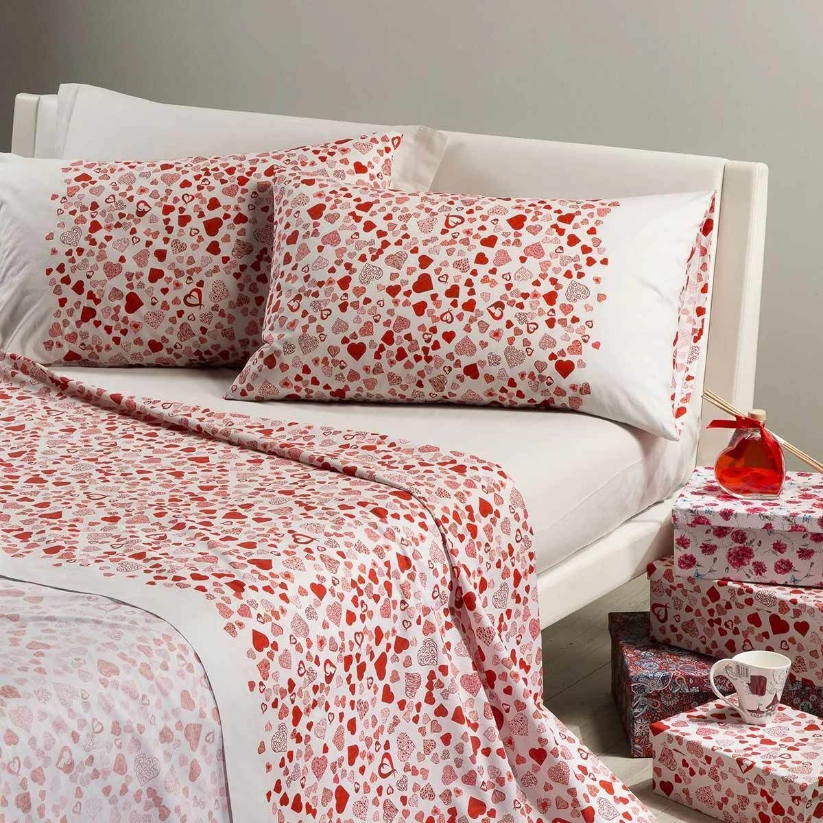 Completo Lenzuola MILLECUORI Matrimoniale in Cotone by Caleffi