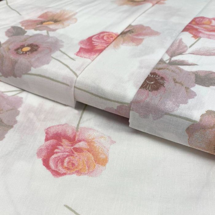 Completo Lenzuola Flores Caleffi – Floreale in 100% Cotone, singolo