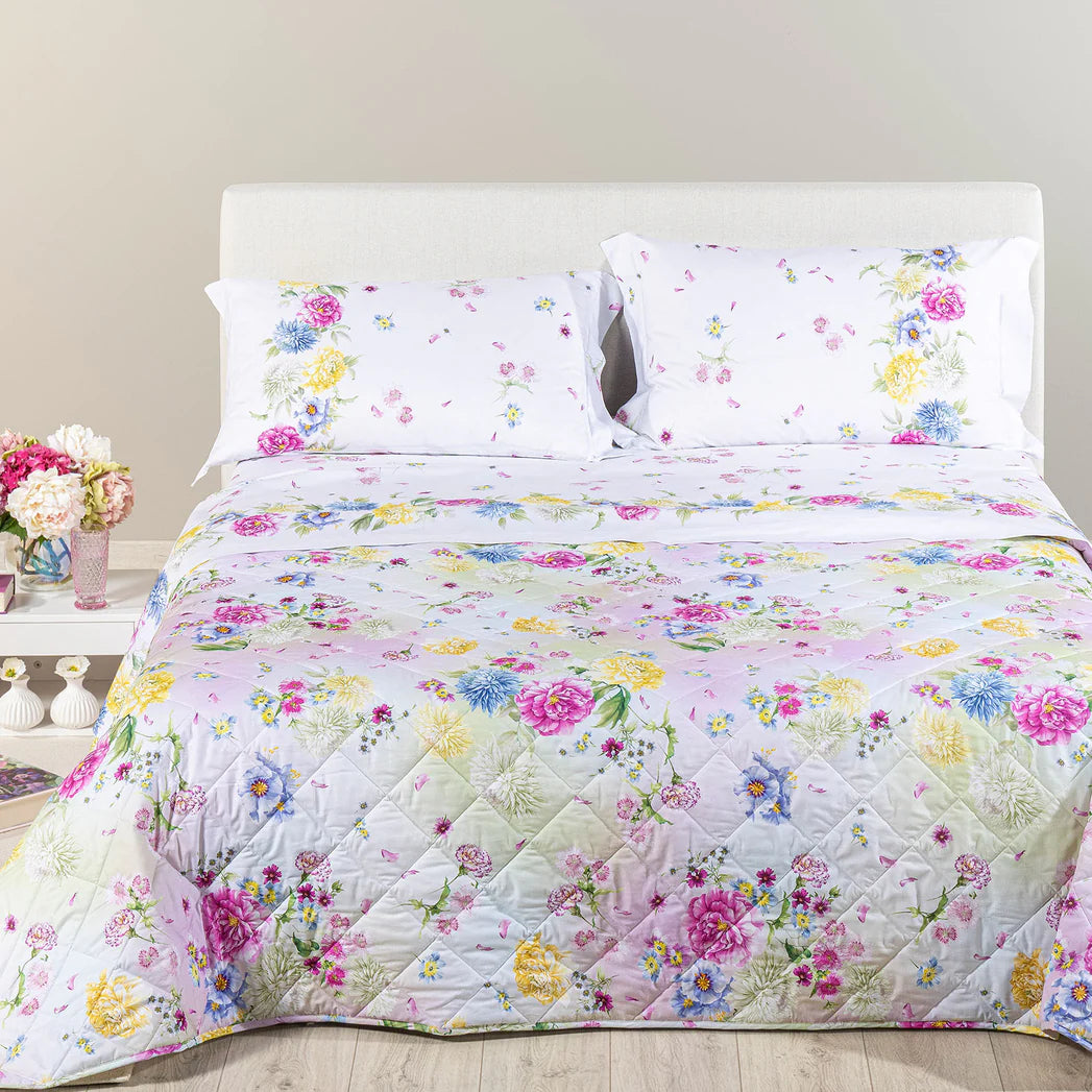 Copriletto Trapuntato In Cotone Garden Matrimoniale - Caleffi