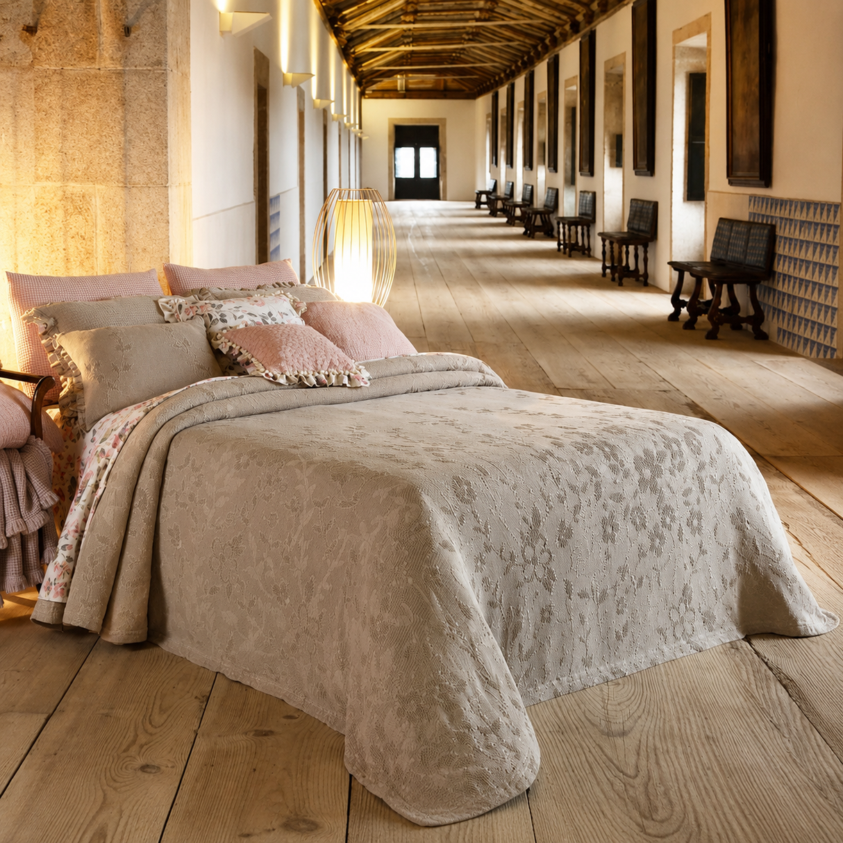 Copriletto Estivo MONACO Botticelli – Copriletto Matrimoniale 100% Cotone Jacquard