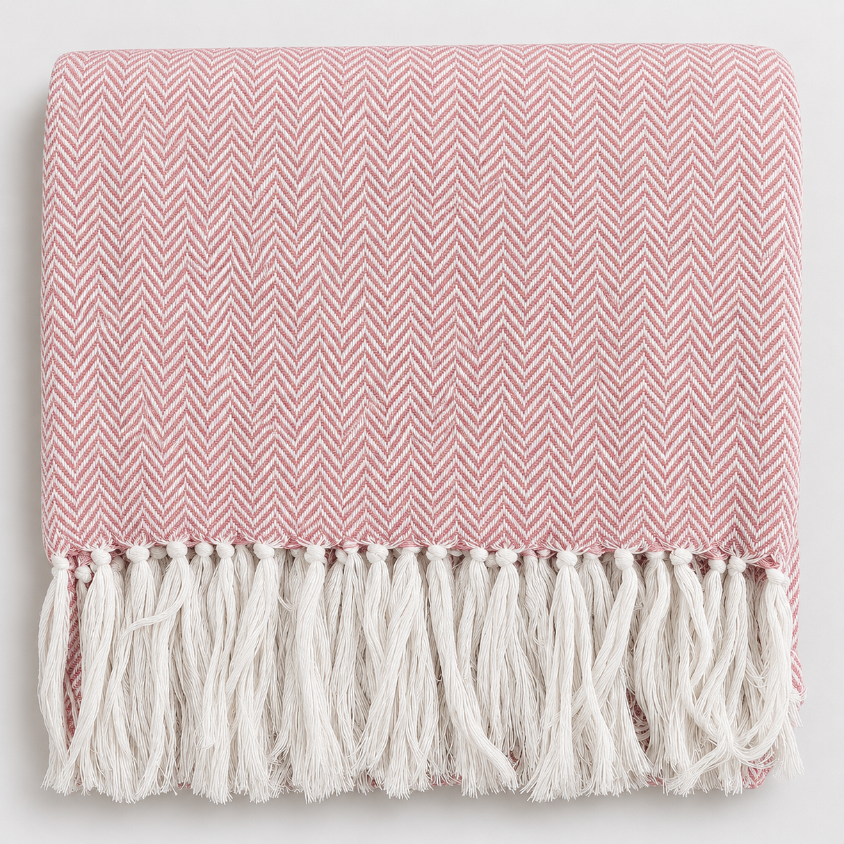 Copriletto Copridivano Chevron Laura Blasi 260x260 cm Cotone Panna Tortora Grigio Rosa